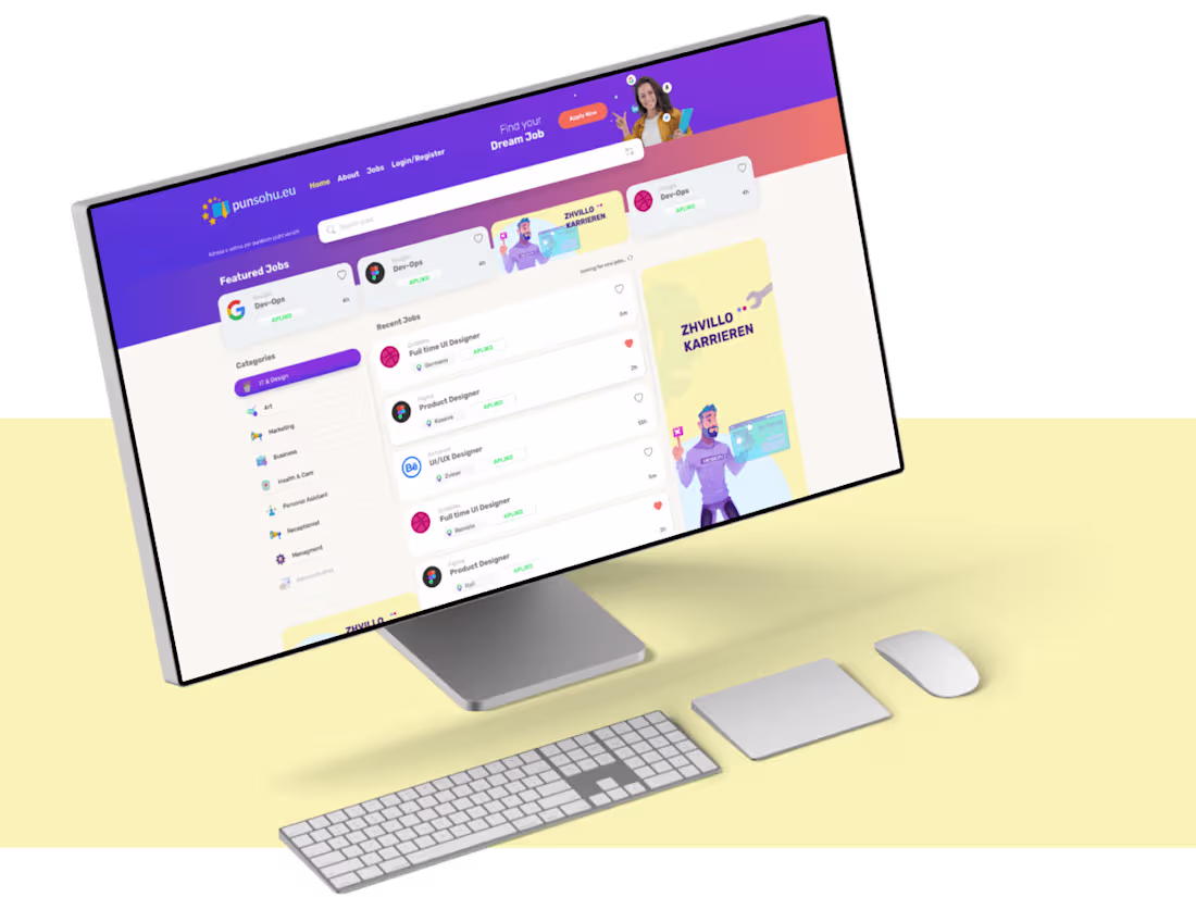 Jobs and recruitment portal listings and dashboard